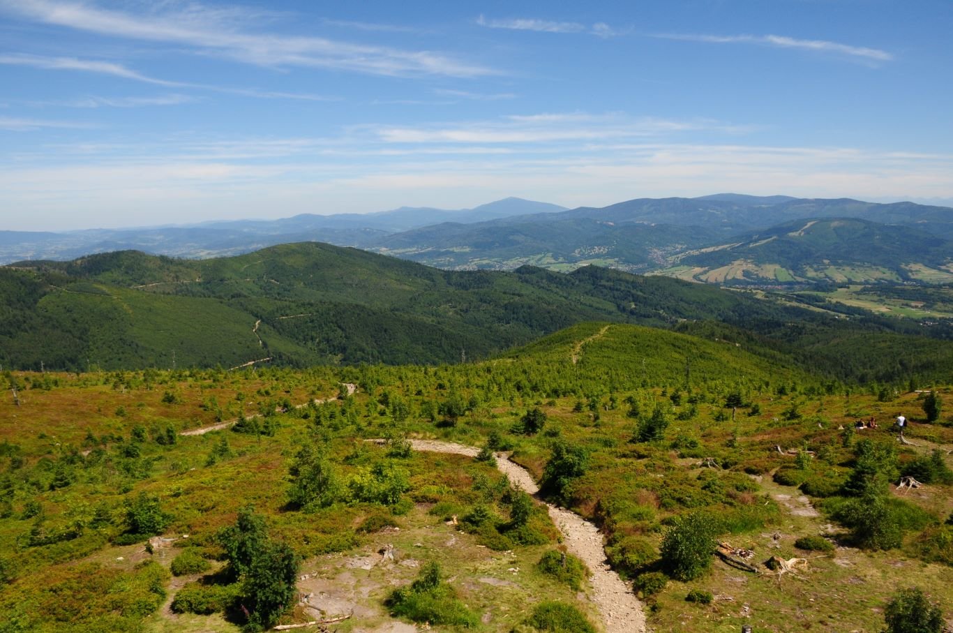 Widok z Baraniej Góry na Beskidy