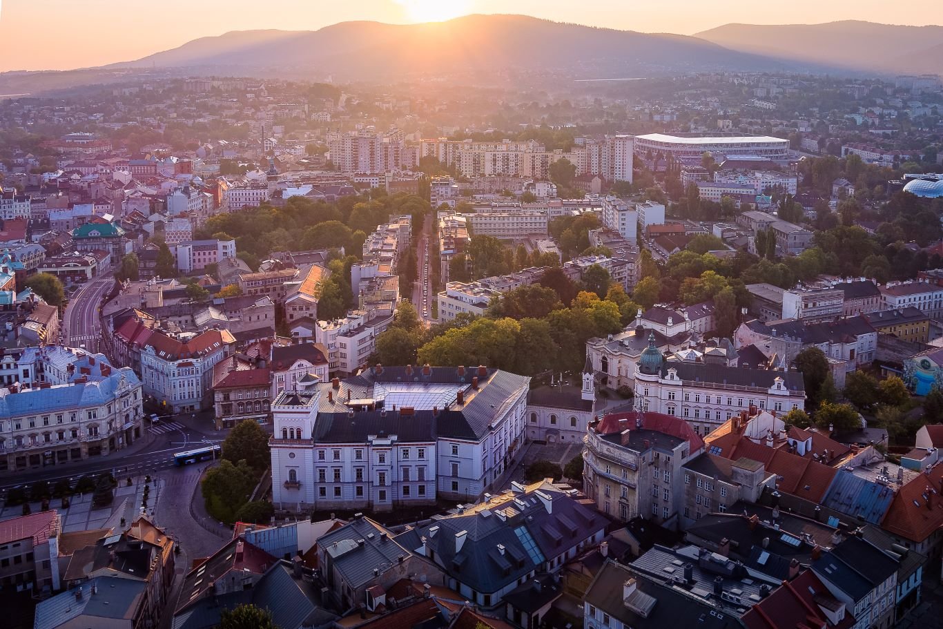 Bielsko-Biała i góry z lotu ptaka