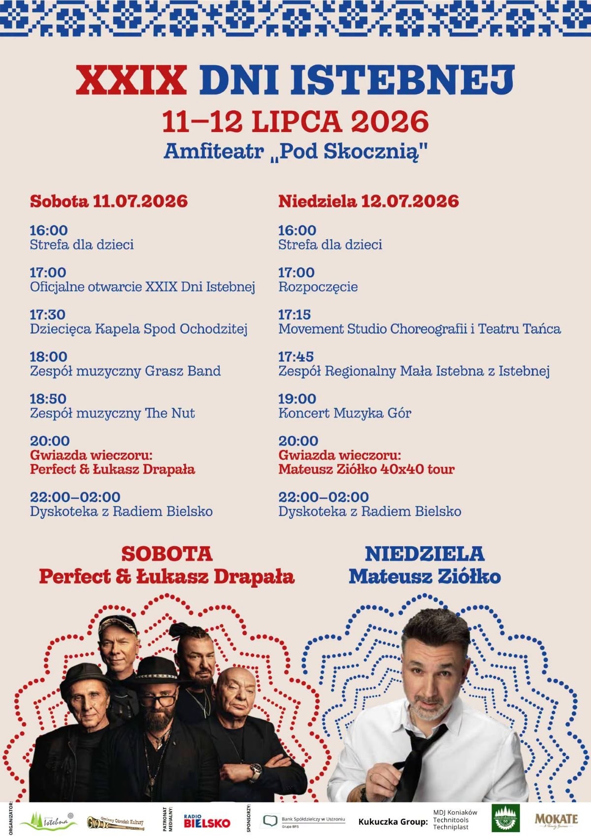 Dni Istebnej 2026. Perfect z Łukaszem Drapałą i Mateusz Ziółko gwiazdami święta gminy - PROGRAM 1 Dni Istebnej 2026 program Dni Istebnej 2026. Perfect z Łukaszem Drapałą i Mateusz Ziółko gwiazdami święta gminy - PROGRAM